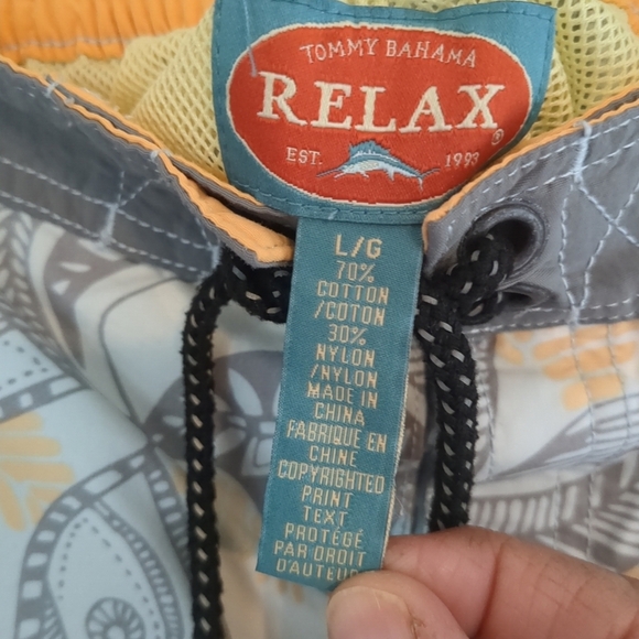 Tommy Bahama Board Shorts Mens Large Lined Cargo EUC Surfer Beach Cotton - Picture 6 of 10